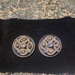 Vintage Kramer Navy with rhinestones Elegant Earrings